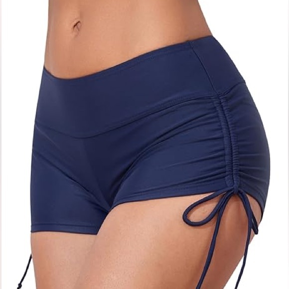 Shell 🐚 Blue swim-short w/ side ties NEW - Picture 1 of 3